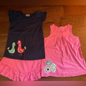 Hanna Andersson Lot: Tank Top, Short Sleeve Top, Skirt/Skort. Size 130 US 8